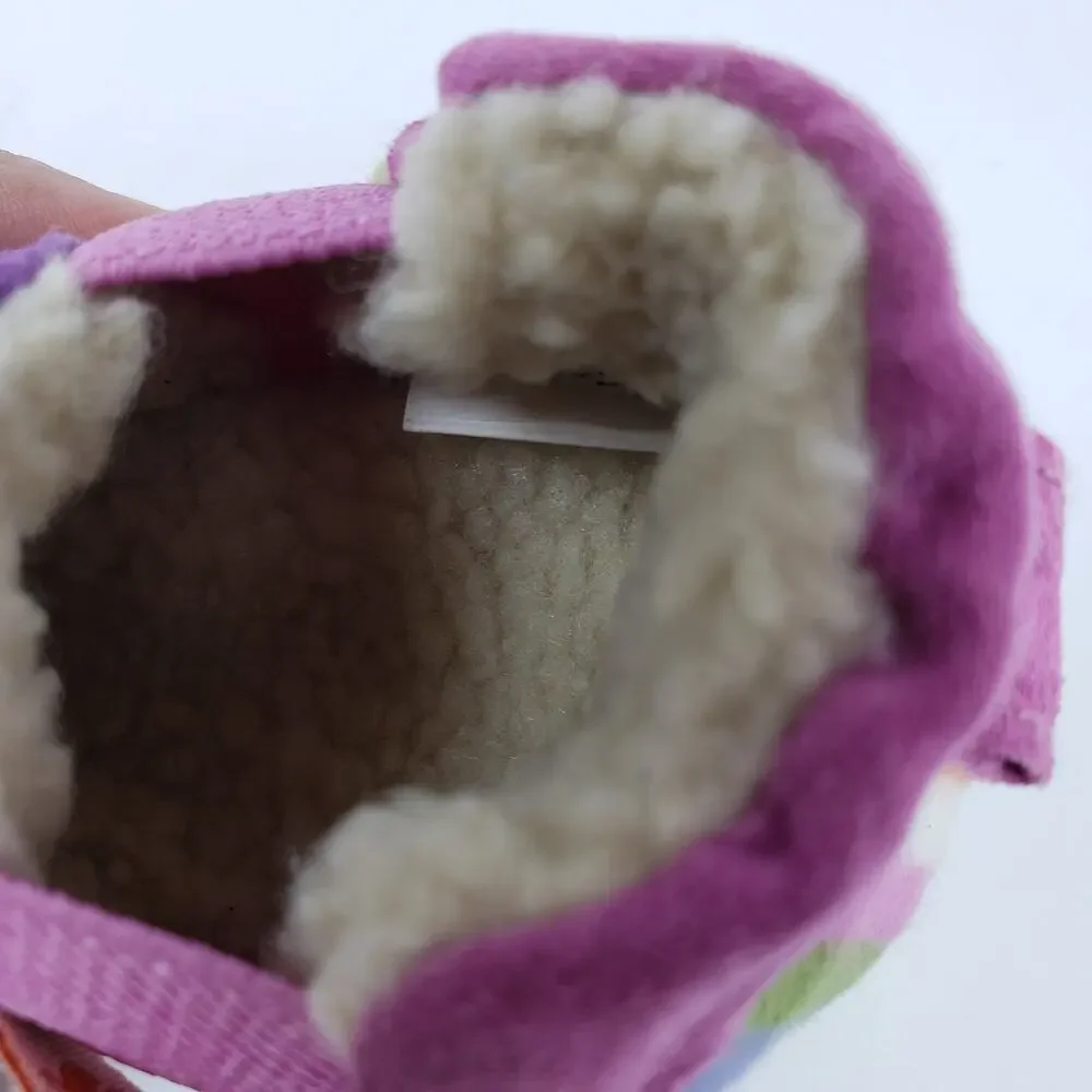 Acorn Critter Owl Infant Baby Girl Size 6-12 Months Slip On Pink Purple Slippers
